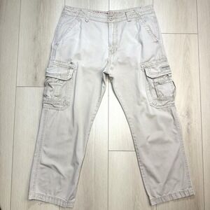 VTG Unionbay Cargo Pants Khaki 36x27 Cotton Y2K Workwear Utility Mens Casual Fit
